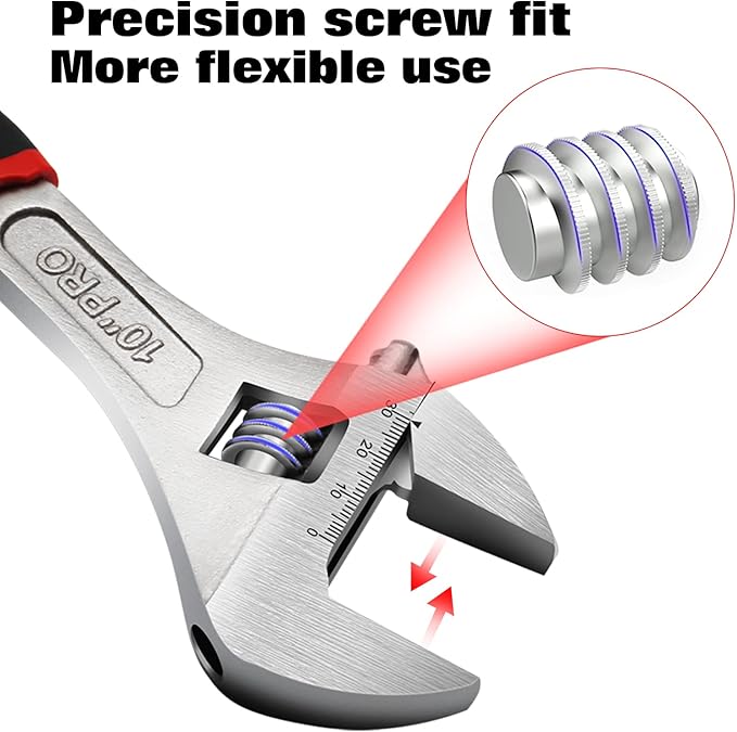 WISEUP Adjustable Wrench 8 Inch Professional Cr-V Forged With Anti-Slip Grip Wrenches Set Small Crescent Style Hand tools