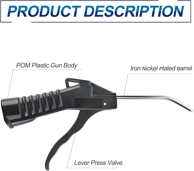 MEANLIN MEASURE 8 PCS Pistol Grip Air Blow Gun With 1/4" Nickel-plated Iron Air Plug For Air Compressor Home Garage Store Industrial