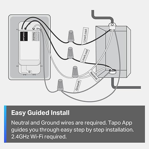 TP-Link Tapo Matter Smart Light Switch: Voice Control w/Siri, Alexa & Google Assistant | UL Certified | Timer & Schedule | Easy Guided Install | Neutral Wire Required | Single Pole | Tapo S505