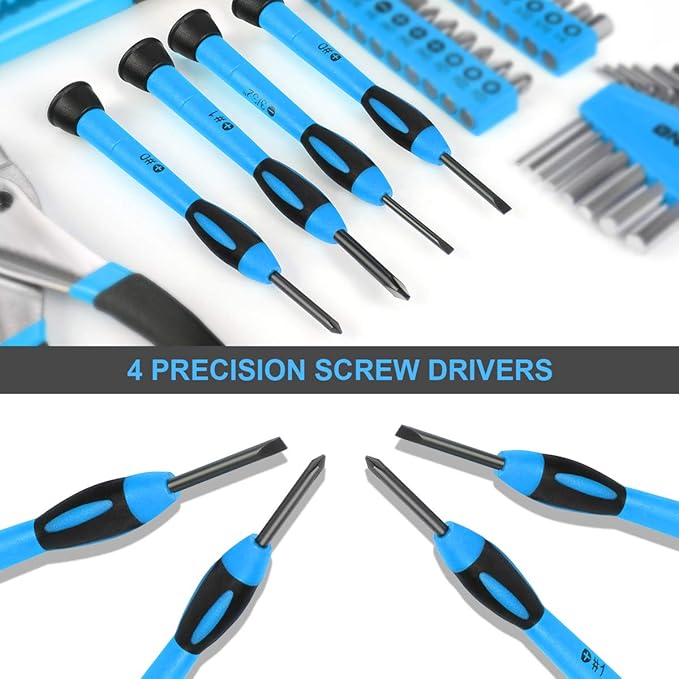 DNA MOTORING 39-Piece Household Tool Set General Repair Small Hand Tool Kit Storage Case for Home Garage Office College Dormitory Use, Blue, TOOLS-00008