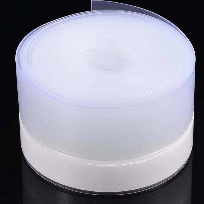 Silicone Seal Weather Stripping Tape 16.5 Feet Strip Bottom Draft Insulation Stopper Tape Weatherproof Soundproof for Door or Window Bathroom Shower Glass Gaps(45mm*5m)