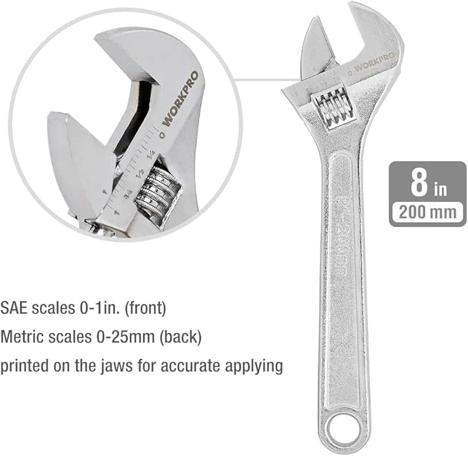 WORKPRO Large Pliers & Wrench Set 6-Piece (10" Water Pump, 10" Slip Joint, 8" Long Nose, 8" Linesman, 6" Diagonal, 8" Adjustable Wrench) for DIY & Home Use, W001329A