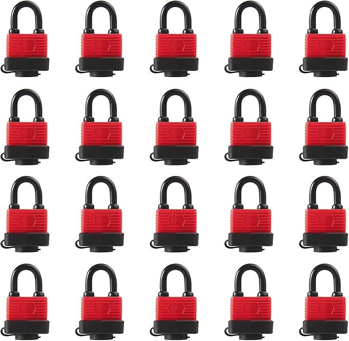 Heavy Duty Covered Laminated Steel Keyed Padlocks, Keyed Alike Locks, Waterproof Padlock for Outdoor use, 1.4 inch Shackle-Pack of 20