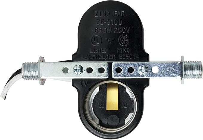 Diodesy- Double Light Socket Medium Base E26 2-Light Twin Cluster Socket Lamp Holder Side by Side with Wire Leads and Bracket for Hanging Lantern Garage Closet Pendant Light Black UL Listed Pack of 6