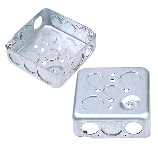 20 Pack 4" Square Electrical Box, 1-1/2'' Deep Metal Electrical Junction Box, 21.0 Cu. in. Capacity, Galvanized