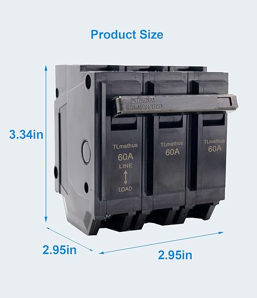 60 amp 3 Pole Breaker Plug-in Mount Type THQL Feeder Molded Case Circuit Breaker 120/240V AC, Compatible with GE Thick Series and Q-Line Series Load Centers