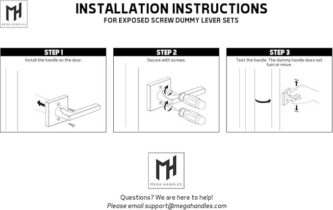 Mega Handles Prime Dummy Door Handles - 6 Pack Heavy Duty Chrome Door Handles, Non-Turning Door Handle for Closet & French Doors, Single Side, Fits All Standard Doors - Polished Chrome