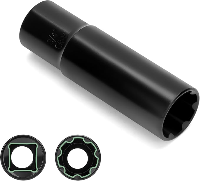 7 Spline Lug Nuts Key Socket, 1/2 Inch Drive Impact Square Tool - Quickly Remove M14x1.5, M14x2.0 and 9/16 Wheel Lug Nuts | 1 Pc (Black)