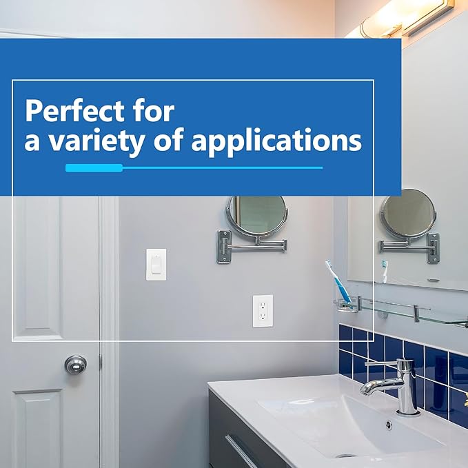 LIDER Matte Finish Decorator Switch Cover, Screwless Wall Plate, Mid-Size 1-Gang 4.88" x 3.11", Unbreakable Polycarbonate Thermoplastic, UL Listed, LSWP-31M-W5P, White, 5 Pack