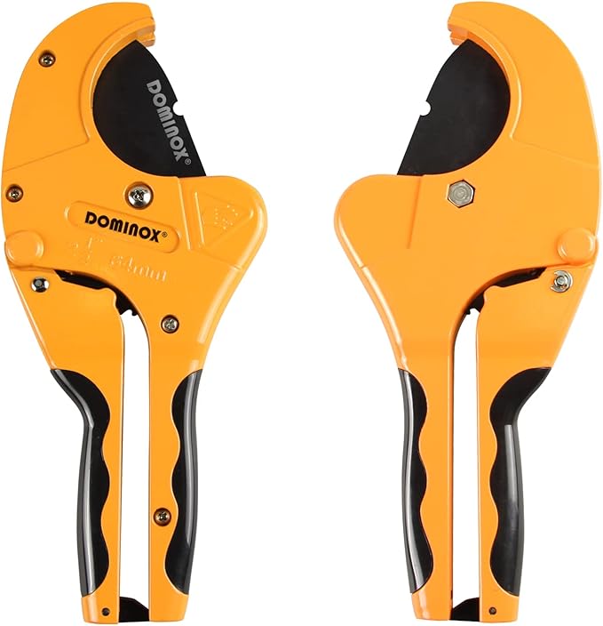 DOMINOX PVC Pipe Cutter, Cuts up to 2-1/2" PEX, PVC, PPR, Plastic Hoses& Plumbing Pipes,Ratchet PVC Cutter Tool with SK5 Blade and Aluminum Alloy Body