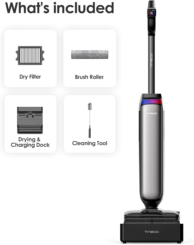 Tineco Floor One S9 Artist Steam Wet Dry Vacuum Cleaner, High-temp Steam Cleaning, 22kPa Suction, 360° SmoothDrive, Anti-Tangle Design, 185°F Flashdry, Long Runtime, 180° Lay-Flat