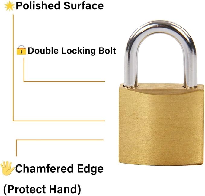 SEPOX® Twins Compact Solid Brass Padlock with Same 4 Keys, Heavy Duty Rustproof Body 30mm 1-3/16", Small Lock & Key with Big Handle, Keyed Alike for Gate, Gym Locker, Hasp, Tool Box, Luggage, Bag