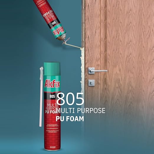 Akfix 805 Gap Filler Expanding Foam Sealant (12x25.3 Oz)- Gaps and Cracks Spray Insulation Can, Polyurethane Expanding Waterproof Sealant with Straw, for Window and Door | 25.3 Oz. 12 Pack