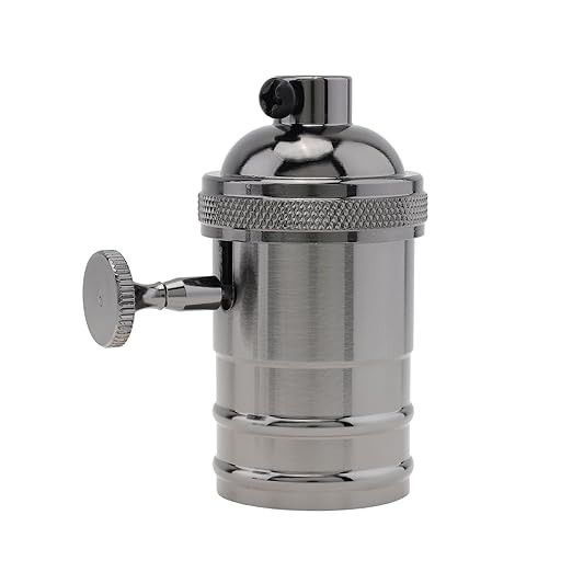 RTNLIT Black Lamp Socket, Vintage Edison E26/E27 Bulb Light Socket with On/Off Knob Switch