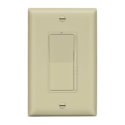 LIDER Dimmer Paddle Switch for Dimmable 300W LED/CFL Lights, 1-Pole or 3-Way, 120 V, Modern Upgrade, UL Listed, Wall Plate Included, Ivory