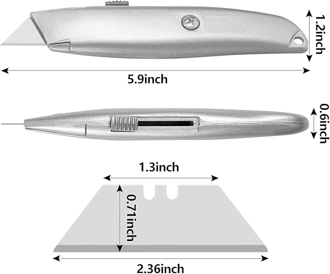DIYSELF 30 Pack Box Cutter Heavy Duty Aluminium Shell Utility Knife | SK5 Steel Sharp Blade | Retractable Knife for Cutting Cartons Ropes and Cardboard | Home and Office Use (Silver)