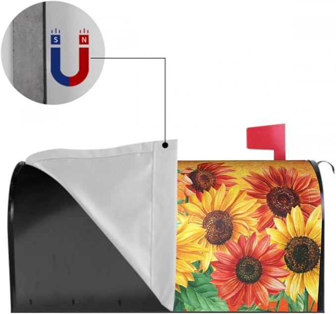 Giwawa Sunflower Mailbox Cover - Large Autumn Fall Magnetic Oversized 25.5 x 21 - Thanksgiving Decorations Outdoor Welcome Wrap