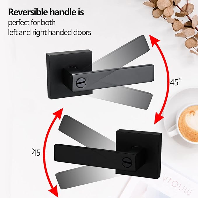 NEWBANG Solid Privacy Door Lever Handle for Bedroom Bathroom in Matte Black Finish