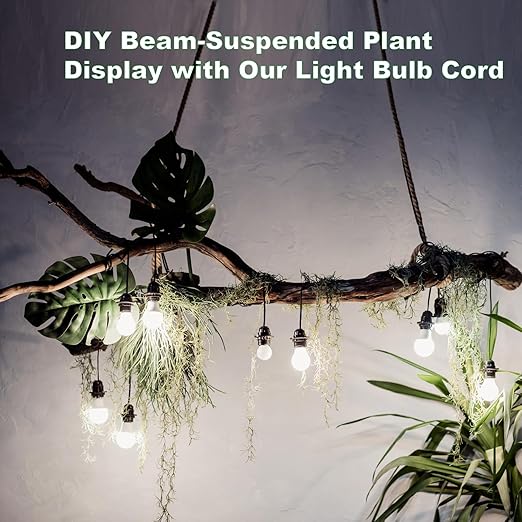 Plug in Pendant Light Cord - 16Ft Hanging Light Kit E26/E27 Light Socket Hanging Lantern Lamp Cord with On/Off Switch,Socket Rings, 2 Pack, Black