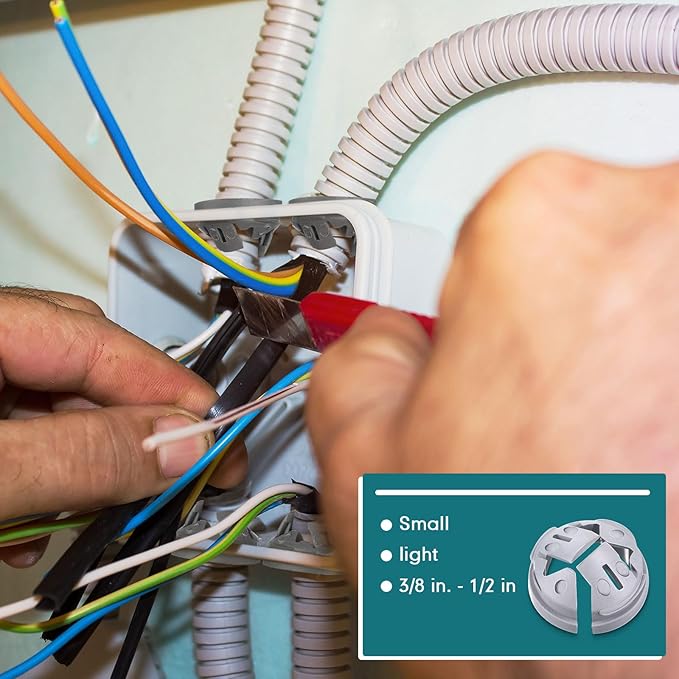 Sintuff 200 Pcs 3/8 In. - 1/2 In. Non Metallic Button Push-in Bulk Connector Gray NM Cable Connector Electrical Conduit Fittings Fits for 1/2 Inch Knockouts