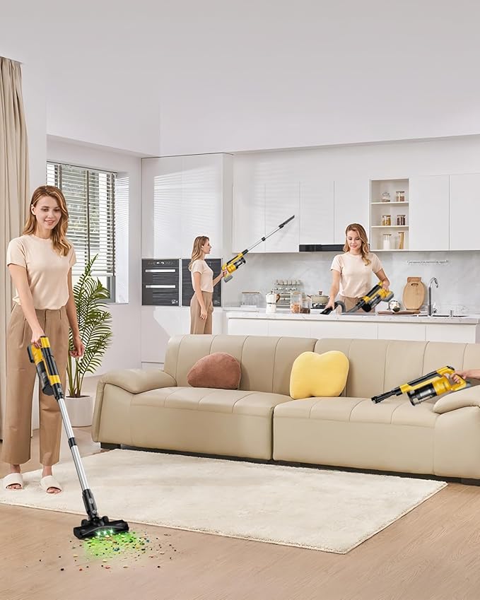 Cordless Vacuum Cleaner for DeWalt 20V Battery, 7-in-1 Lightweight Stick Vacuum with HEPA Filter, 35KPA Suction, 350W Brushless Motor, 3 Modes for Carpet, Floor, Car (Battery Not Included)