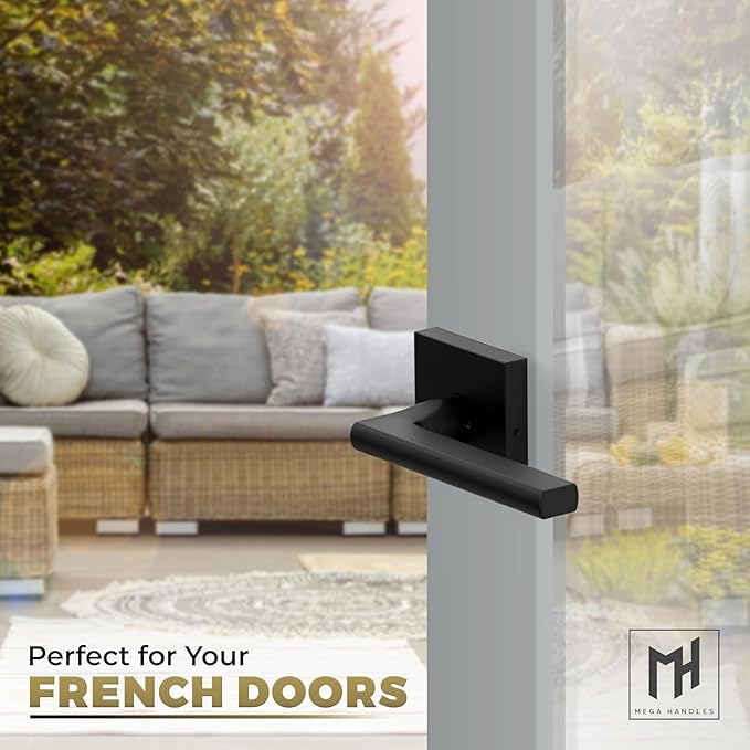 Mega Handles Prime Dummy Door Handles - 6 Pack Heavy Duty Black Door Handle, Non-Turning Door Handle for Hallway, Closet & French Doors, Single Side, Fits All Standard Doors - Matte Black