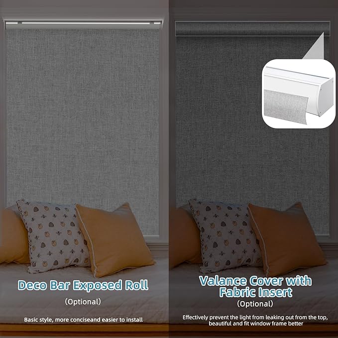 SmartWings Motorized Smart Blinds with Remote, Automatic Blackout Roller Shade Work with Alexa Homekit Thread Google Z-Wave, Electric Blind for Window, Custom Width Up to 110" W,Bouvardia Light Grey