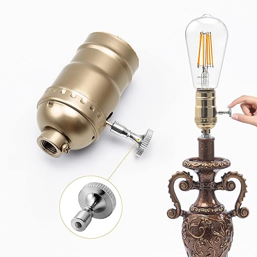 DiCUNO Lamp Turn On/Off Switch Knobs Replacement, Metal Lamp Switch Knob for Universal Light Socket, Standard Size, Chrome Color,4 Packs