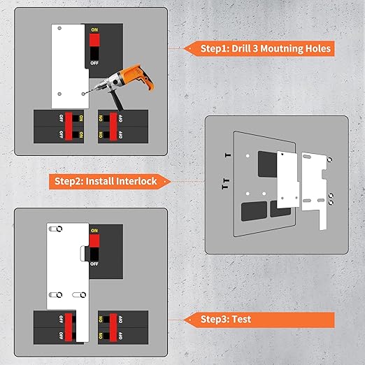 Generator Interlock Kit Compatible with GE General Electeric 150 or 200 Amp Panels 2-1/2 to 3-1/2 Inch Spacing Between Main and Branch Breaker