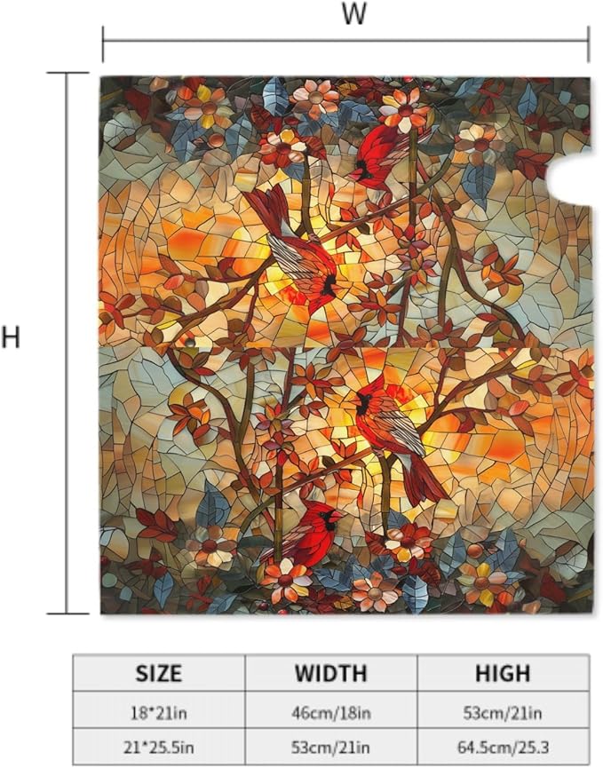 Giwawa Stained Glass Cardinal Birds Mailbox Covers Magnetic for Fall Mailbox Cover Autumn Mail Box Covers Standard Size 18 x 21 Thanksgiving Decorations Outdoor Welcome Mailbox Wrap