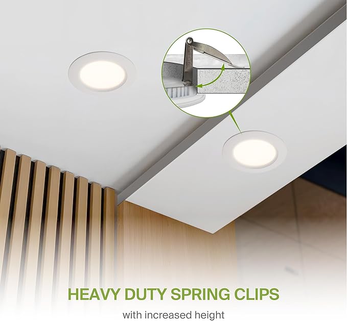 ASD LED Recessed Lighting 4 Inch, Round Commercial Downlight, Mini Panel with Baffle Trim, 4" 12W 120-277V CCT Selectable 2700/3000/3500/4000/5000K, Dimmable Ceiling Light Fixture, White, ETL, 6 Pack