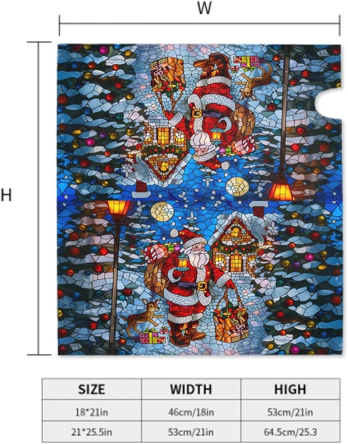 Giwawa Stained Glass Santa Claus Mailbox Covers Christmas Mail Box Cover Magnetic Oversized 25.5 x 21 Holiday Mailbox Xmas Decorations Winter Reindeer Mailbox Wrap