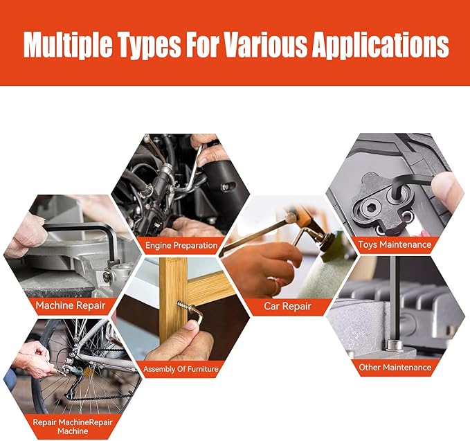 Meiwaltee Allen Wrench Set, 26PCS Metric (1.27-10mm) & SAE (0.05"-3/8") Allen Key Set, L-Hex Key Set With Long Arm Ball End,Visible Size-Marked For Bicycle - Appliance Repair, Furniture Assembly