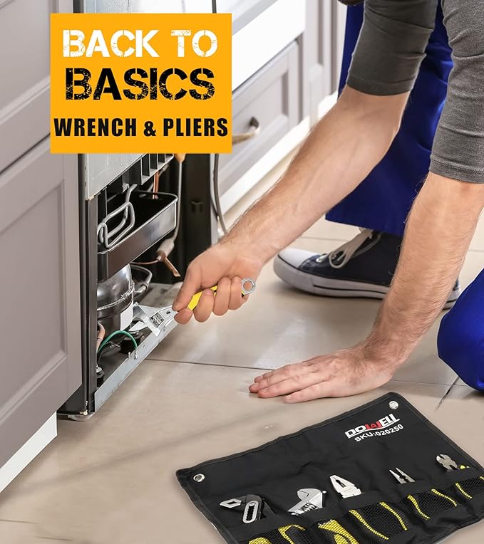 DOWELL Pliers Set: 5-Piece Kit with Groove Joint, Adjustable Wrench, Combination & Long Nose Pliers