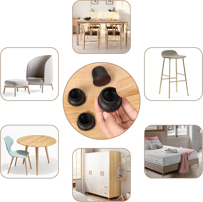 Ezprotekt 24 Pcs Round Silicone Chair Leg Floor Protectors with Felt, Floor Protectors for Chair, Felt Furniture Pads, Chair Leg Caps Cover, Bar Stool Leg Floor Protectors (L Fit: 1.1" - 1.3", Black)