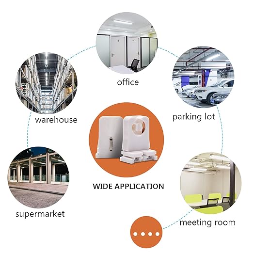 Non-shunted Turn Type T8 Lamp Holder JACKYLED UL Socket Tombstone (12 Packs)