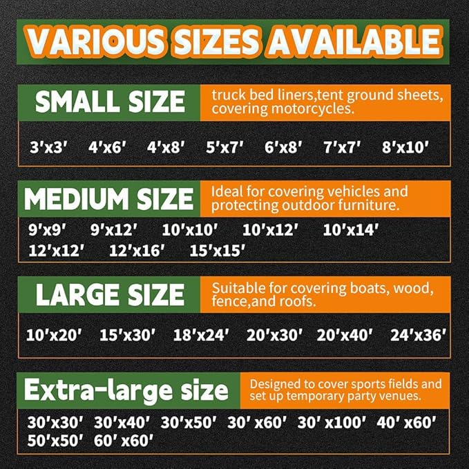 RAINDEWAY Tarps Heavy Duty Waterproof 9x12 Feet,10Mil Thick Multipurpose Poly Tarp Cover with Metal Grommets and Reinforced Edges,Silver/Brown Tarp