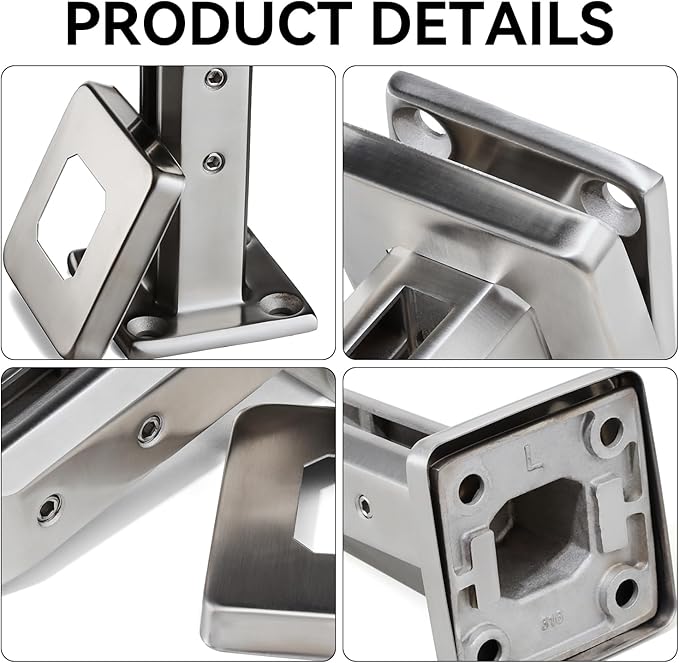 T316 Stainless Steel Glass Railing Clamp,Heavy Duty Glass Railing Spigot,Railing Post Clamp (4, Brush)