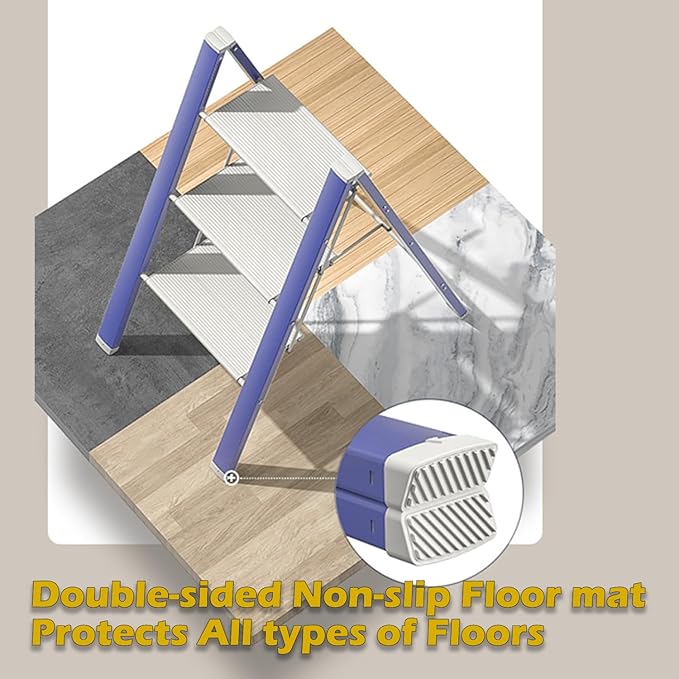 3 Step Ladder,Aluminum Lightweight Folding 3 Step Stool with Anti-Slip Wide Pedal, 330LBS Capacity Step Ladder for Household,Kitchen,Office