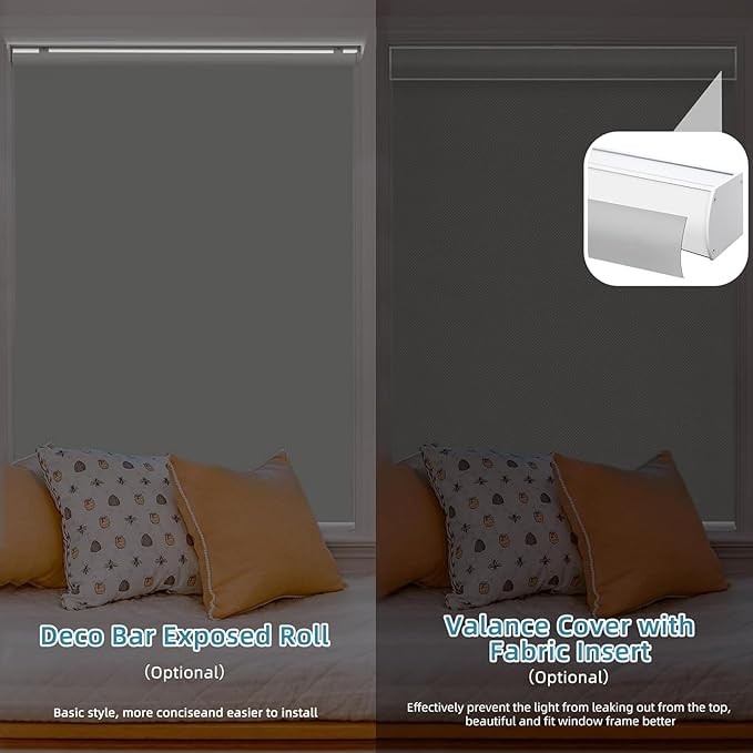 SmartWings Motorized Smart Blinds with Remote, Automatic Blackout Roller Shade Work with Alexa Homekit Thread Google Z-Wave, Electric Blind for Window, Custom Width Up to 110" W,Vinyl Light Grey