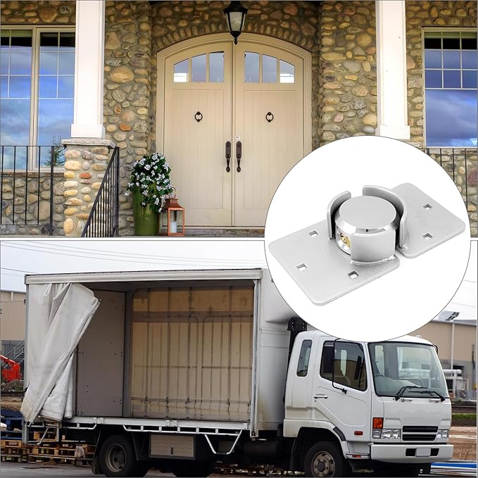 QWORK 2 Pack Hidden Shackle Padlock Keyed Alike,Heavy Duty Hasp 73MM Van Door Padlock for Trucks, Gates, Vans, Vending Machines - with 2 Keys and Hasp