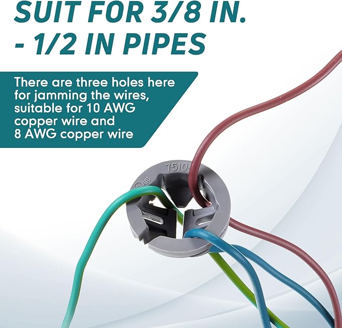 Sintuff 50 Pcs 3/8 in. - 1/2 in. Non Metallic Button Push-in Bulk Connector Gray Nm Cable Connector Electrical Conduit Fittings Fits for 1/2 Inch Knockouts