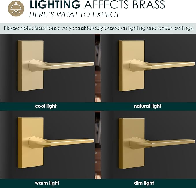 Mega Handles Apex Passage Door Handle - 1 Pack Reversible Gold Door Handle, Heavy Duty No Lock Door Handles Interior for Closet & Hallway, Fits All Standard Door Sizes - Satin Brass