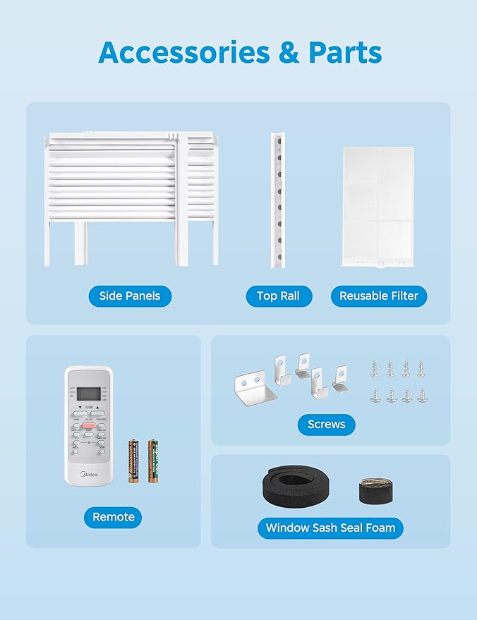 Midea 5,000 BTU EasyCool Window Air Conditioner - Cool up to 150 Sq. Ft. with Easy-to-Use Mechanical Controls and Reusable Filter, Perfect for Small Bedroom, Living Room, Home Office