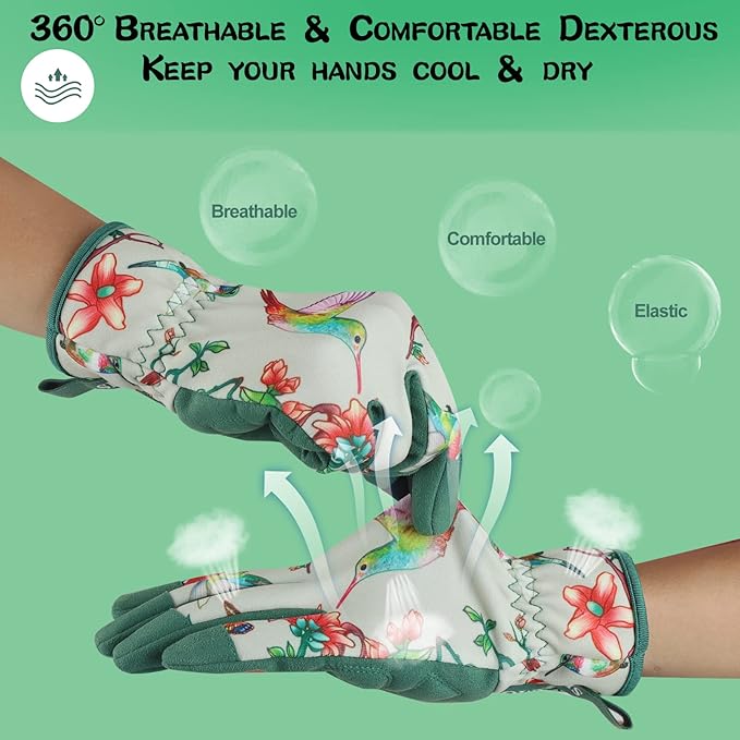 Leather-Gardening-Gloves for Women,Thorn-Proof Work-Gloves for Weeding,Digging,Planting,Pruning Yard garden Gloves