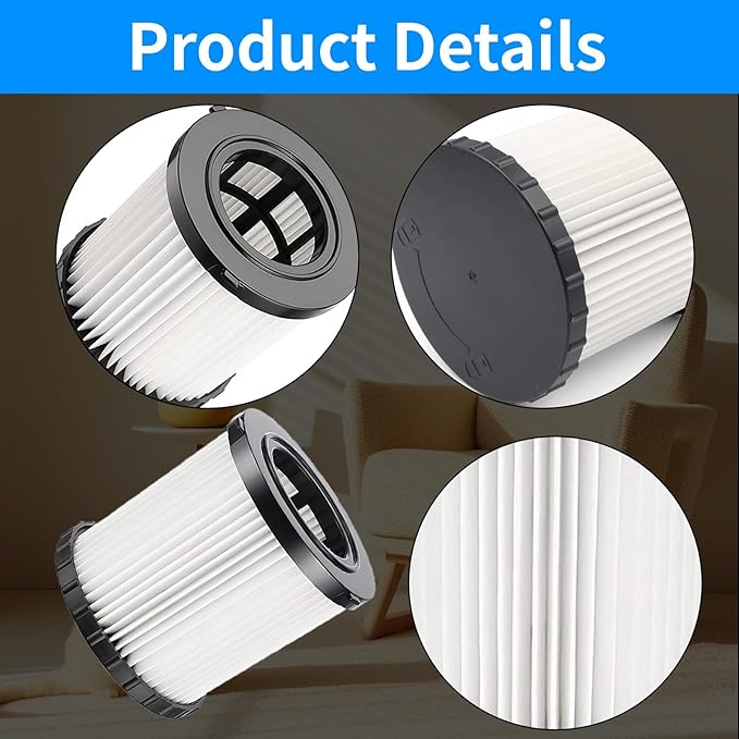 MZY LLC 15 Pcs DCV580H Vacuum HEPA Filter for DeWalt DCV580H, 20V MAX Wet/Dry Vacuum, Washable and Reusable, 4 Hepa Filter, 8 Foam Sleeve Filters and 1 Brush