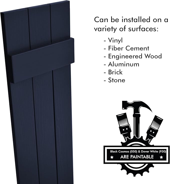 Board & Batten Vinyl Shutters (1 Pair) | 11"x47" (3-Board) - Navy Night Sky | Exterior Window Shutters | Includes Mounting Hardware | Simple Installation | Made in USA