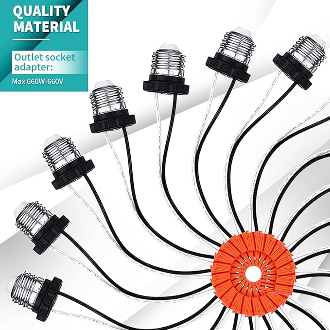 Zhengmy 100 Pcs E26 Socket Adapter, Medium Base Male Screw in Light Socket Pigtail for LED Recessed Lights