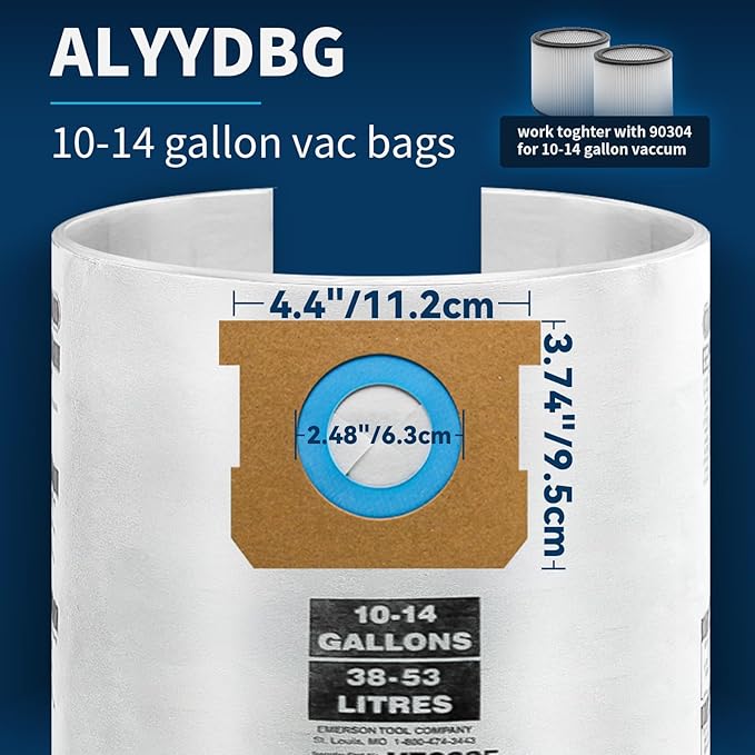 10 Pack Shop Vac 10-14 Gallon Vaccum Bags, ALYYDBG Type F 90662 9066200 9066233, Type I 90672 9067200, 9067211 Filter Bags