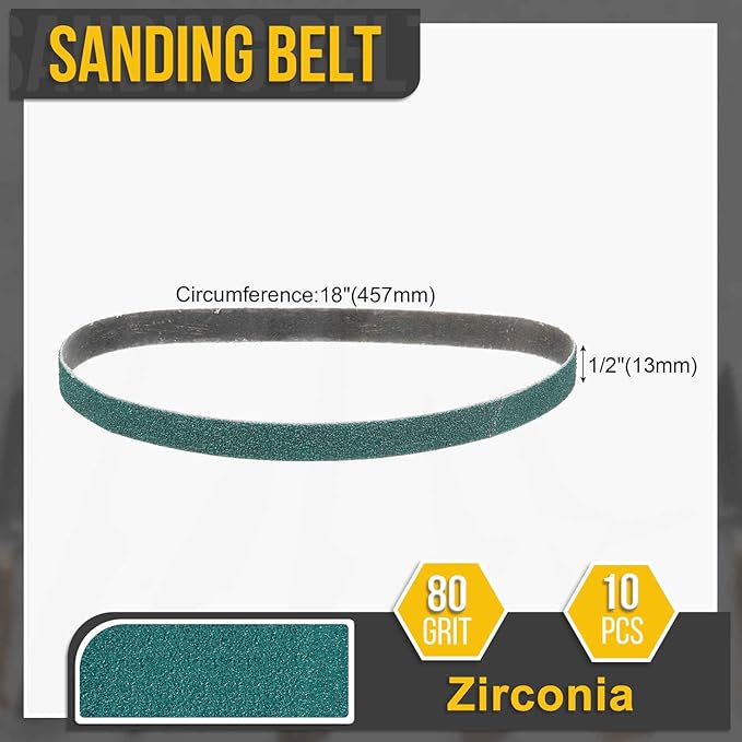 1/2 x 18 Inch Sanding Belt, 24 Pcs 80 Grit Zirconia Knife Sharpener Belts Work Sharpening for Belt Sander Knife Carving Tool Metal Working